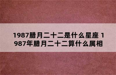 1987腊月二十二是什么星座 1987年腊月二十二算什么属相